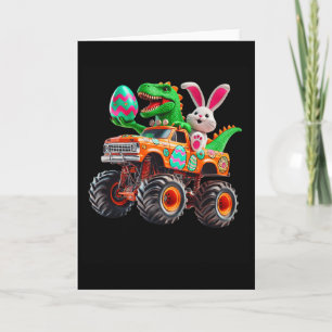 Tarjeta Camión Monstruo Pascua Bunny T-Rex Dino Divertido 