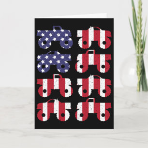 Tarjeta Camión Monstruo Patriótico 4 De Julio Us Bandera A