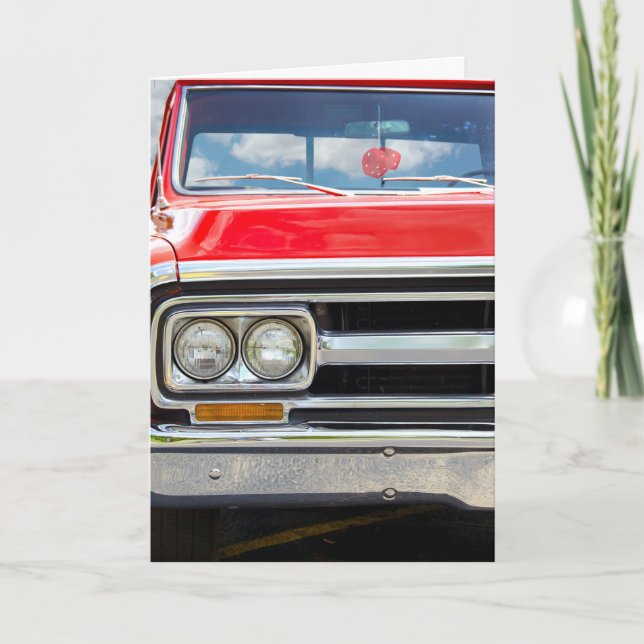 Tarjeta Camión rojo antiguo de cumpleaños (Anverso)