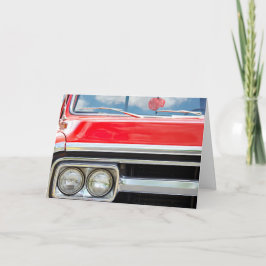 Tarjeta Camión Rojo Antiguo De Cumpleaños Con Dados Fuzzy