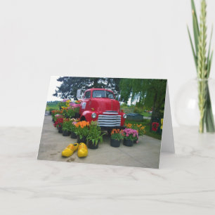 Tarjeta Camión rojo con tulipanes, Oregón