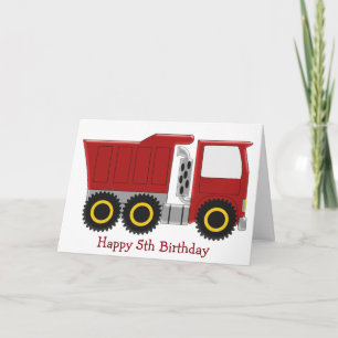 Tarjeta Camión Rojo Personalizado Quinto Cumpleaños