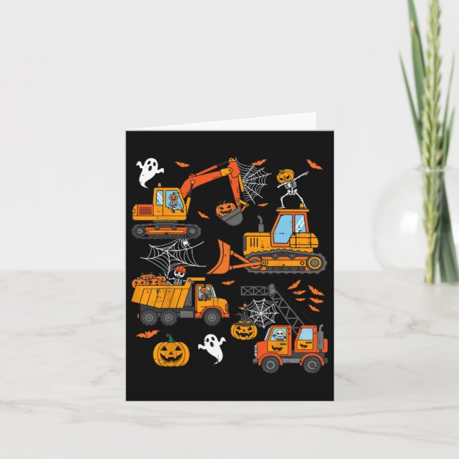 Tarjeta Camiones de construcción fantasmales niños Hallowe (Anverso)