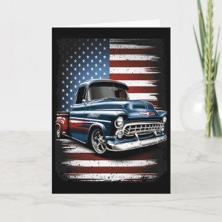 Tarjeta Camioneta Antigua Clic Bandera Americana 4 De Juli