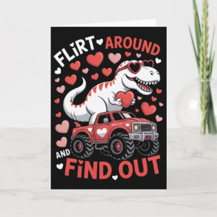 Tarjeta Camioneta Monstruo Dinosaurio de San Valentín Coqu