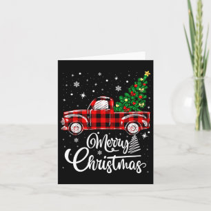 Tarjeta Camioneta Roja de Cuadros Búfalo con Árbol Feliz N