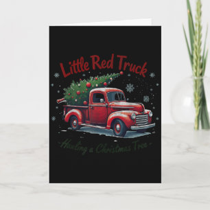Tarjeta Camioneta Roja Pequeña Transportando Un Árbol De N