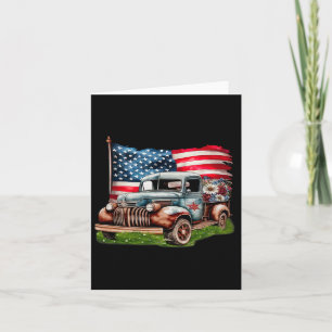 Tarjeta Camioneta vieja bandera americana 4 de julio patri