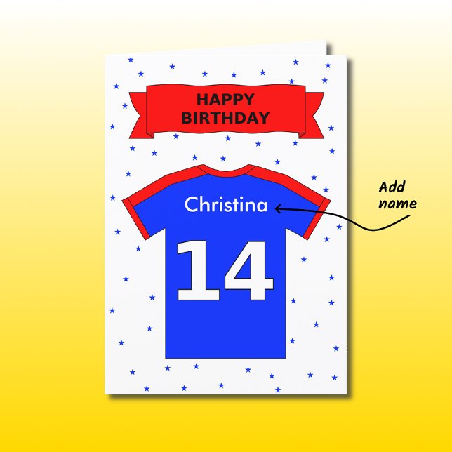 Tarjeta camisa de deportes personalizada 14to cumpleaños (Subido por el creador)