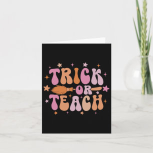 Tarjeta Camisa De Halloween Trick O Teach Retro Groovy Par