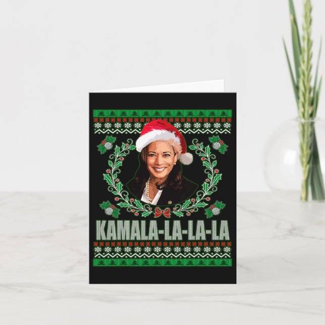 Tarjeta Camisa Harris Kamala La La La Mujer Feo Christma (Anverso)