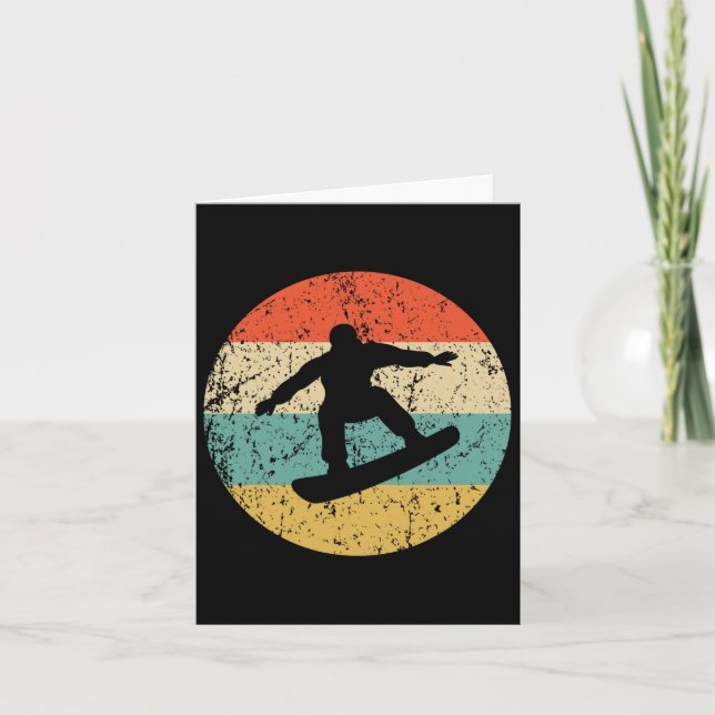 Tarjeta Camisas Snowboard - Viejo Snowboarder Retro (Anverso)