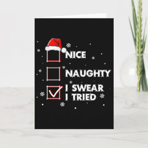 Tarjeta Camiseta Adulto Santa Navidad Bonito Travieso Lo J