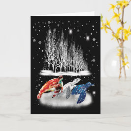 Tarjeta Camiseta Americana De Tres Tortugas Copo De Nieve 