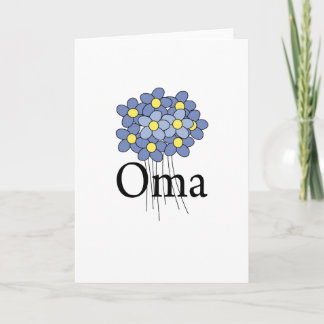 Tarjeta Camiseta azul bonita de Oma de la flor