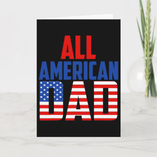 Tarjeta Camiseta bandera americana Papá muy americano 4 de