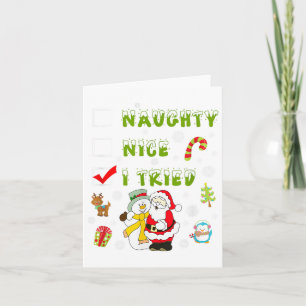 Tarjeta Camiseta Bonito Travieso Intenté Feliz Navidad_1