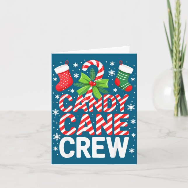 Tarjeta Camiseta Candy Cane Crew Adultos Hombres Mujeres N (Anverso)