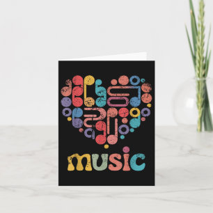 Tarjeta Camiseta cardíaca temática musical colorida y vibr