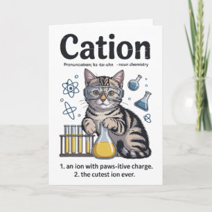 Tarjeta Camiseta Catión Gato Ciencia Química Profesor Dive