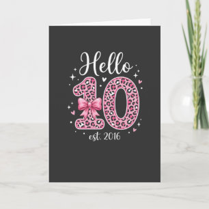 Tarjeta Camiseta Cumpleaños 10 Hello 10 est 2016 Niña Mona