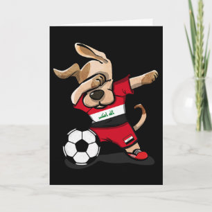 Tarjeta Camiseta de aficionados de fútbol de Irak con perr