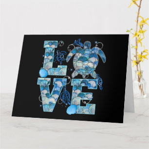 Tarjeta Camiseta de amor de tortuga marina Playa océano Am