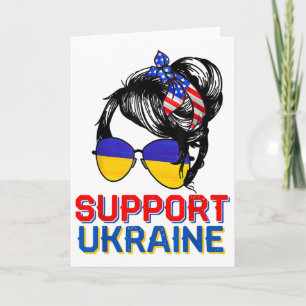 Tarjeta Camiseta de apoyo a Ucrania Mujer Bandera American