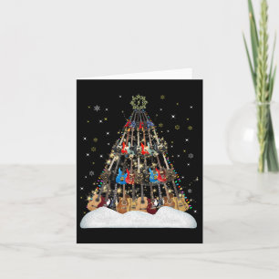 Tarjeta Camiseta de árbol de Navidad de guitarra regalo de