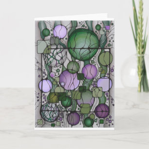 Tarjeta Camiseta de Arte Neurográfico Verde Violeta Esfera