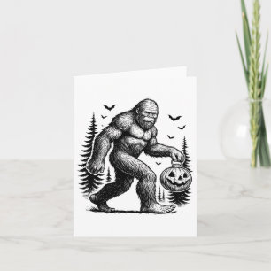 Tarjeta Camiseta de calabaza Bigfoot de Halloween espeluzn