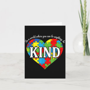 Tarjeta Camiseta de concienciación sobre el autismo Be kin