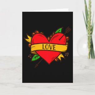 Tarjeta Camiseta de corazón de San Valentín con flecha Ret