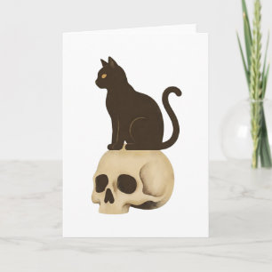 Tarjeta Camiseta de cráneo de gato negro gótico estilo de 