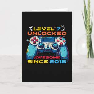 Tarjeta Camiseta de cumpleaños 7 de niño jugador desbloque
