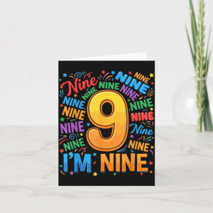 Tarjeta Camiseta de cumpleaños número 9 para niños de 9 añ