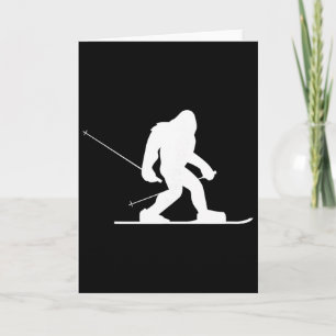 Tarjeta Camiseta de esquí Bigfoot, divertida y linda Sasqu