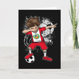 Tarjeta Camiseta De Fútbol De Perú Del Muchacho De Dabbing