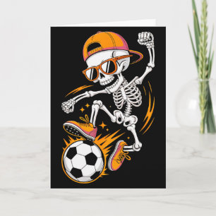 Tarjeta Camiseta de fútbol divertida de esqueleto de Hallo
