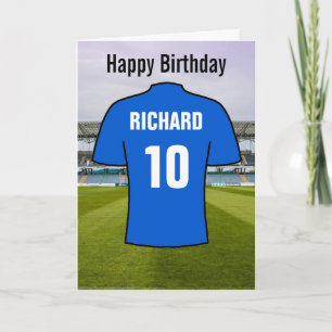 Tarjeta Camiseta de fútbol o soccer azul de seguidor o fan