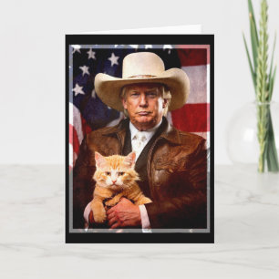 Tarjeta Camiseta de Gato de Donald Trump Vaquero Divertido