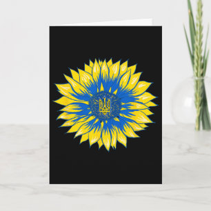 Tarjeta Camiseta de girasol de Ucrania Retro floral bander