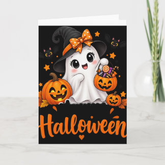 Tarjeta Camiseta de Halloween de Fantasma Lindo – Feliz Ha