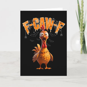 Tarjeta Camiseta de Halloween de gallo asustado F-caw-f 