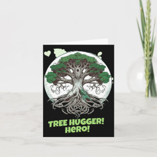 Tarjeta Camiseta de héroe ecologista abrazador de árboles