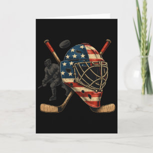 Tarjeta Camiseta de hockey sobre hielo con casco de porter