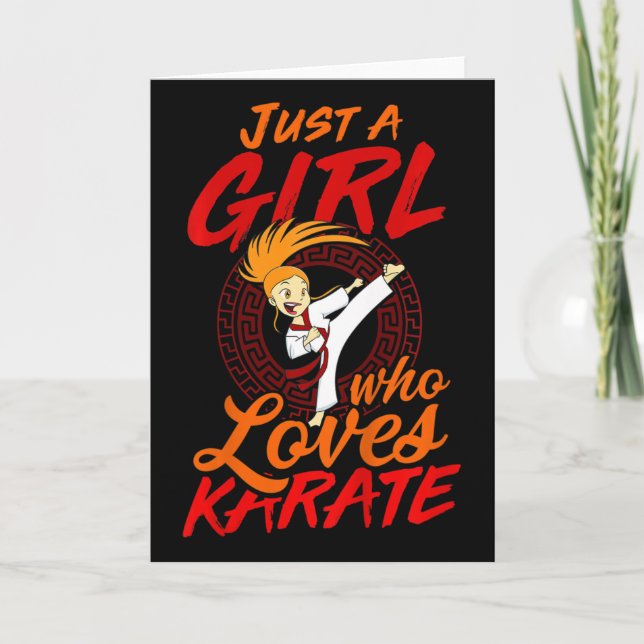 Tarjeta Camiseta de karate para niñas (Anverso)