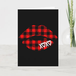 Tarjeta Camiseta de labios de cuadros de búfalo rojo Día d