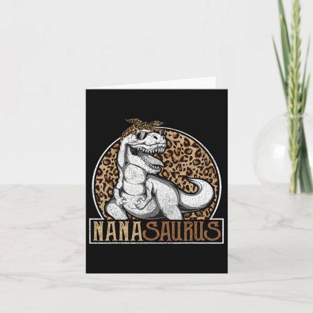 Tarjeta Camiseta de Nanasaurus Dinosaur Nana Leopardo  (Anverso)