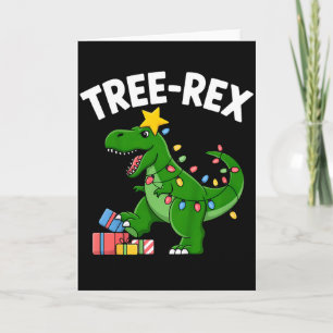 Tarjeta Camiseta de Navidad de dinosaurio T-rex para niños